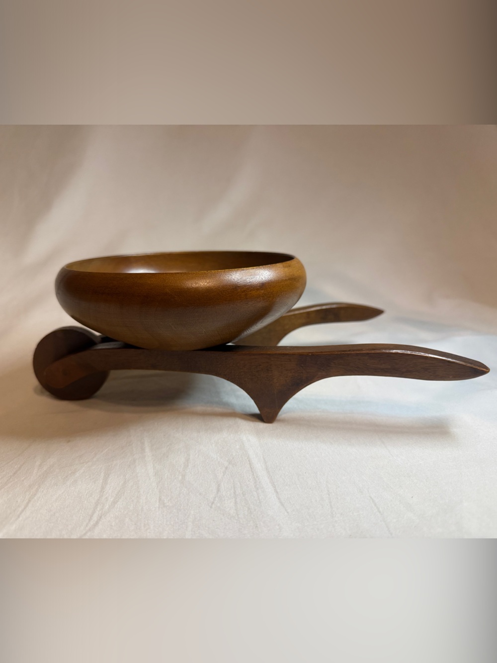Vintage Cherry Wood Brown Wooden Nut Bowl Wheelbarrow - Caffco